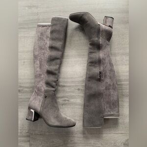 DKNY Women's Knee High Tall Boot Steel
Suede with Stretch